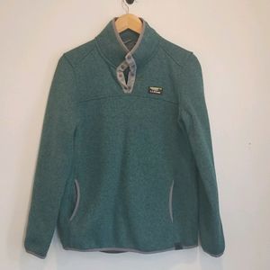 L.L. Bean quarter snap pullover green blue